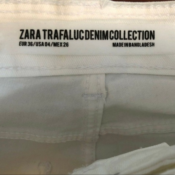 Zara trafaluc hi rise shaper jeans US 4 white & black red tuxedo stripes - Picture 4 of 4